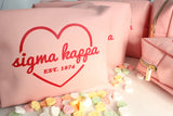 Sigma Kappa Pink w/Red Heart Makeup Bag