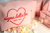 Sigma Delta Tau Pink w/Red Heart Makeup Bag