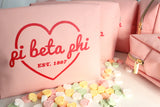 Pi Beta Phi Pink w/Red Heart Makeup Bag