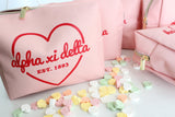 Alpha Xi Delta Pink w/Red Heart Makeup Bag