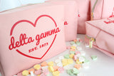 Delta Gamma Pink w/Red Heart Makeup Bag