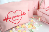 Alpha Gamma Delta Pink w/Red Heart Makeup Bag