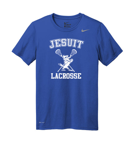 Jesuit Lacrosse Nike Legend DriFit Short Sleeve T-Shirt - Blue