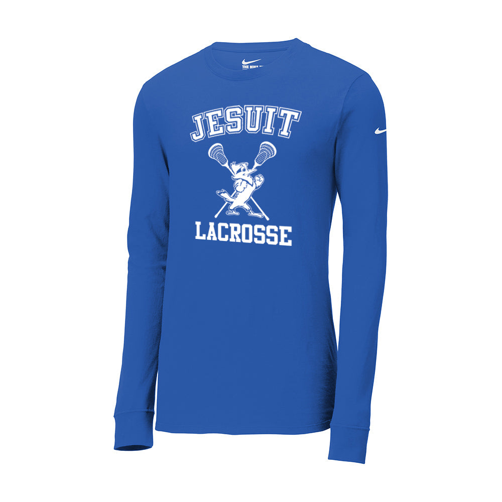 Jesuit Lacrosse Nike Core Cotton Long Sleeve T-Shirt - Blue