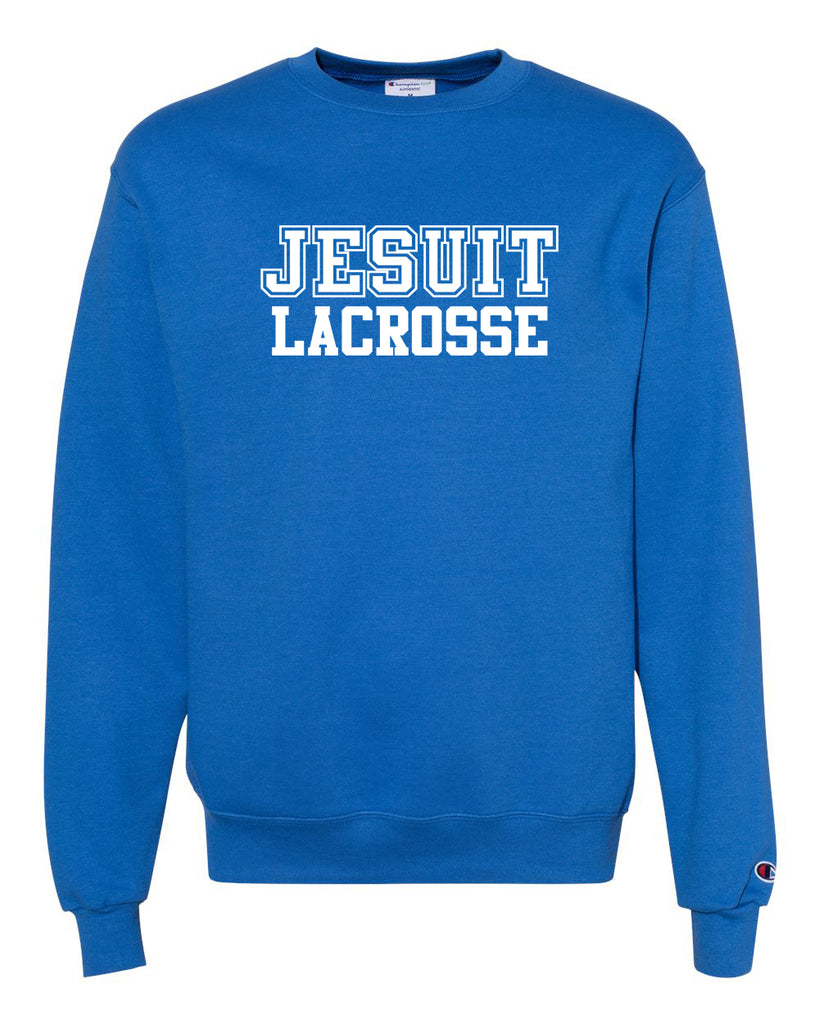 Jesuit Lacrosse Letters Champion Crewneck Sweatshirt - Blue