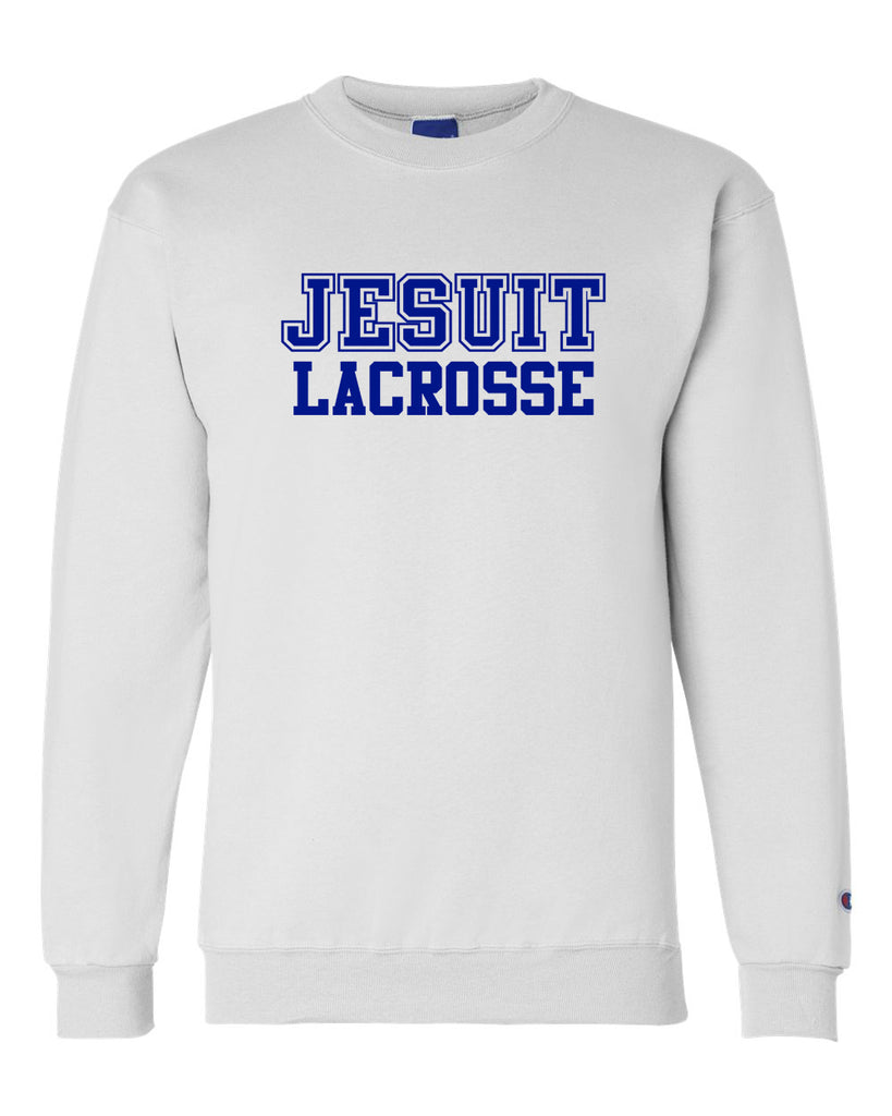 Jesuit Lacrosse Letters Champion Crewneck Sweatshirt - White