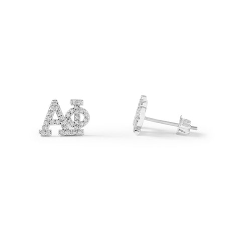 Alpha Phi White Gold Plated Stud Earrings