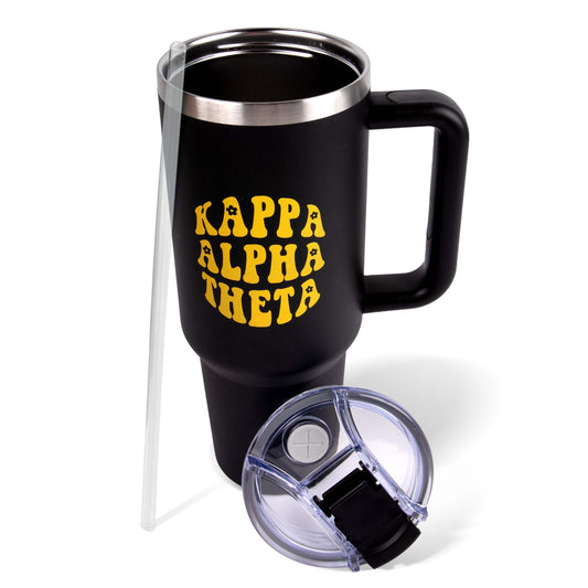 Kappa Alpha Theta Tumbler - 40oz Stainless Steel with Handle