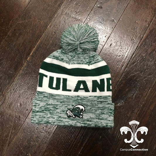 Tulane Knit Pom Pom Beanie Cap