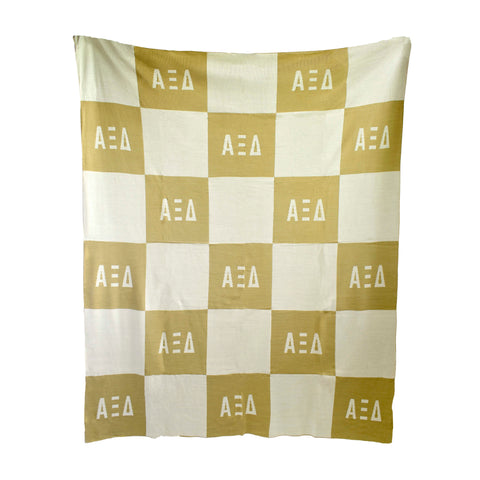 Alpha Xi Delta Blanket - Acrylic Knit Checkered Blanket