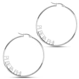 Pi Beta Phi Silver Hoop Earrings- Name Design