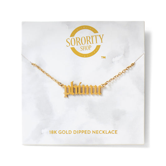 Phi Mu Old English Style Sorority Necklace