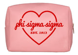 Phi Sigma Sigma Pink w/Red Heart Makeup Bag