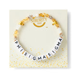 Phi Sigma Sigma Bracelet With Glass Beads and 18K Gold Accent Beads