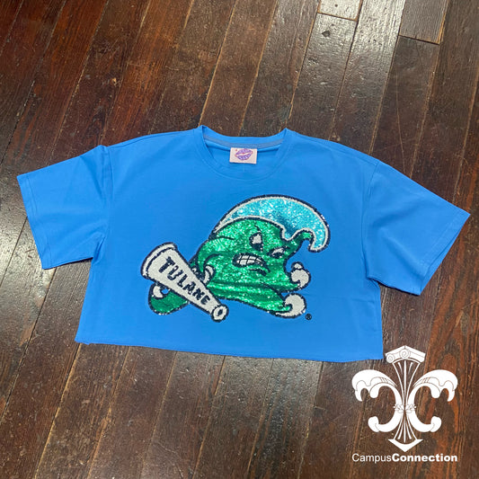 Sequin Angry Wave Crop Top
