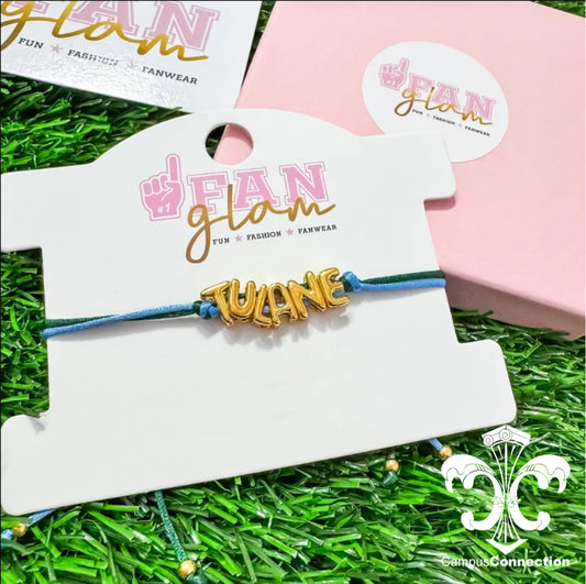 Tulane Gold Letter Cinch Tie Bracelet