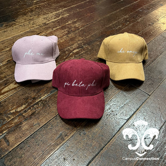 Corduroy Embroidered Sorority Hat