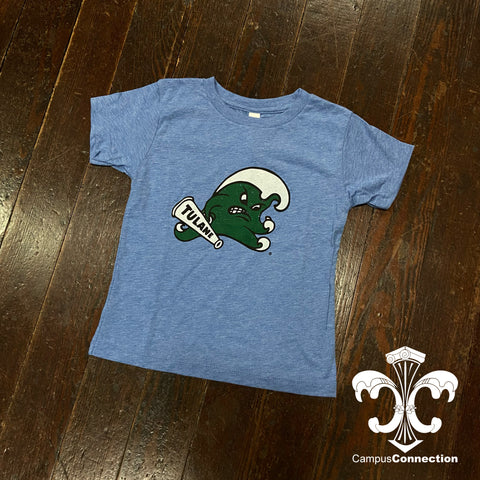 Tulane Angry Wave Toddler Triblend Shirt - Blue