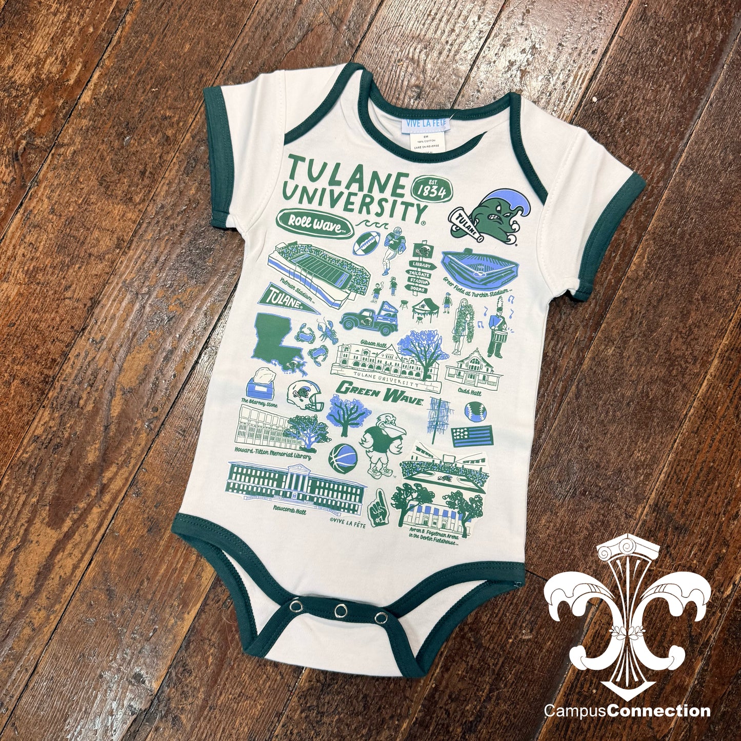 Tulane Impressions Archie Baby Bodysuit Onesie