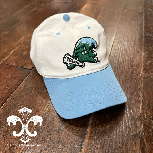 Tulane Angry Wave Gamechanger Perforated Hat - White/Light Blue