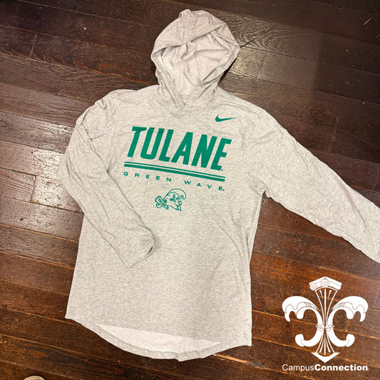Tulane Nike Dri-FIT Cotton Long Sleeve Hoodie T-Shirt