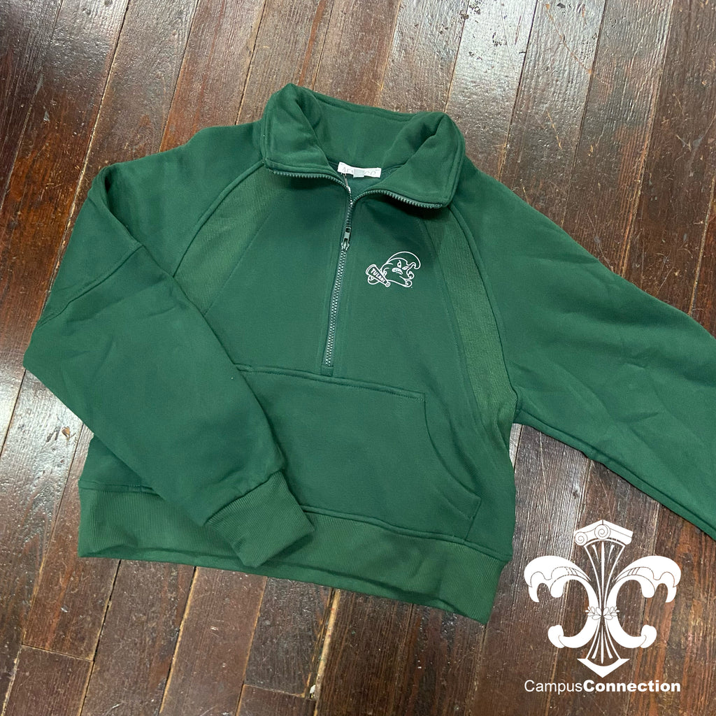 Tulane Angry Wave Dove Funnel Neck Half-Zip Sweatshirt - Green