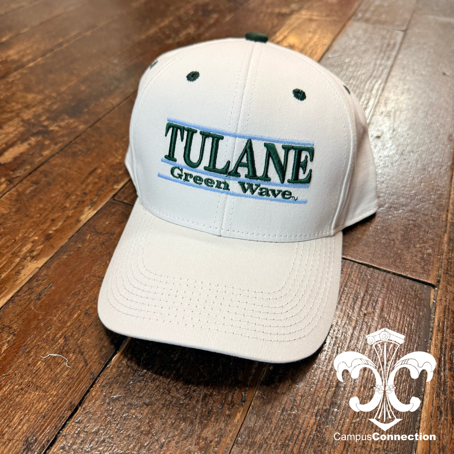 Tulane Green Wave 3-Bar Hat - White