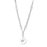 Delta Gamma Necklace- Silver Paperclip Style with DG Pendant