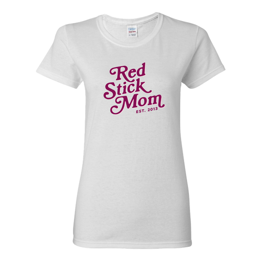 Red Stick Mom Women's Cotton T-Shirt - White