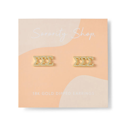 Sigma Sigma Sigma 18k Gold Plated Stud Earrings