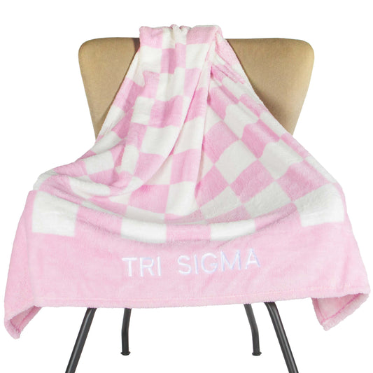 Tri Sigma Blanket - Thick Checkered Sherpa Blanket