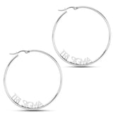 Tri Sigma Silver Hoop Earrings- Name Design