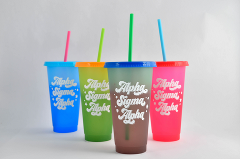 Alpha Sigma Alpha Color Changing Cups (Set of 4)