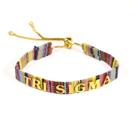 Sigma Sigma Sigma Woven Bracelet, Multi-Color Design