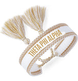 Theta Phi Alpha Woven Bracelet, White and Gold Design