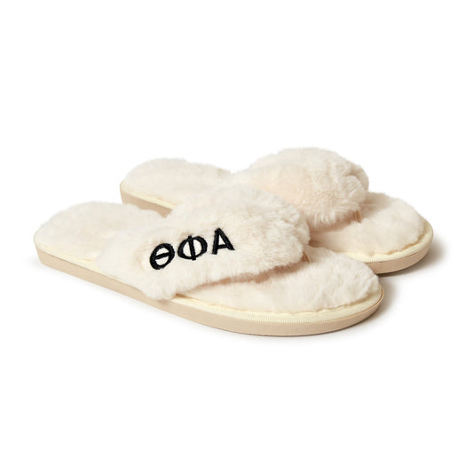 Theta Phi Alpha - Furry Slippers Women - With Embroidery Logo