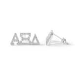 Alpha Xi Delta White Gold Plated Stud Earrings