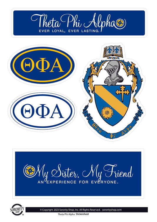 Theta Phi Alpha Sorority Sticker Sheet- Brand Focus