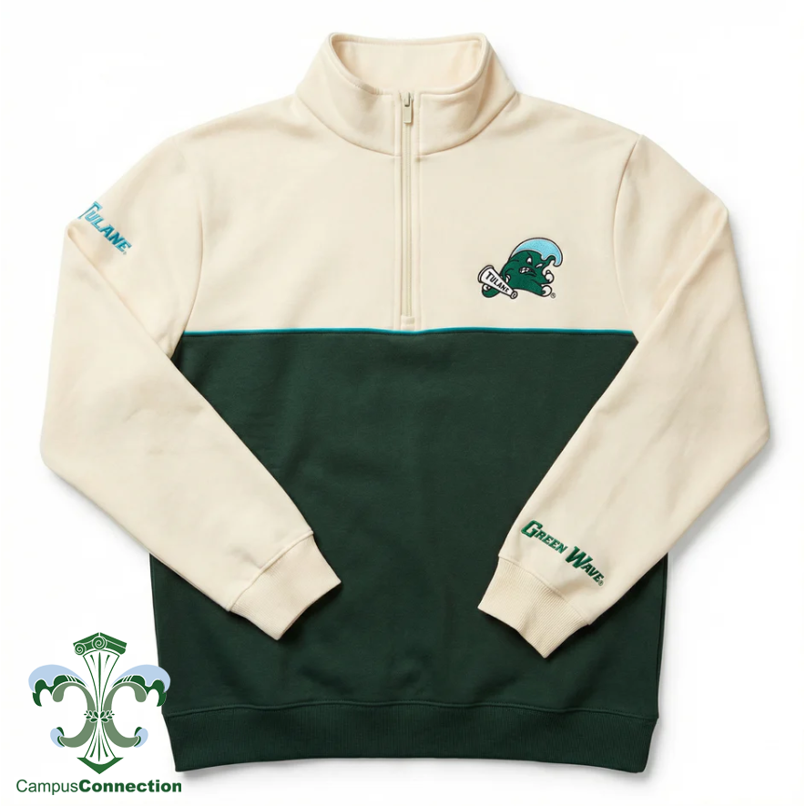 Tulane Colorblock Quarter Zip Sweatshirt