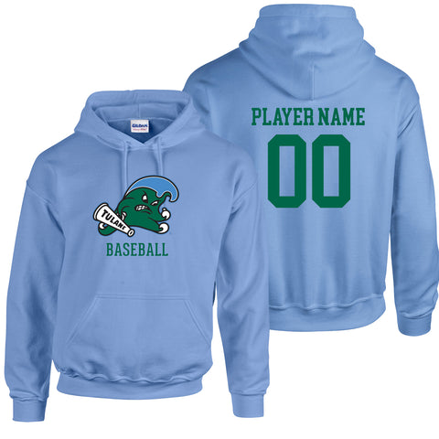 Tulane Baseball NIL Player Angry Wave Hooded Sweatshirt