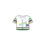 Tulane Women's Cropped Baseball Jersey - Mardi Gras Throwback Stripes