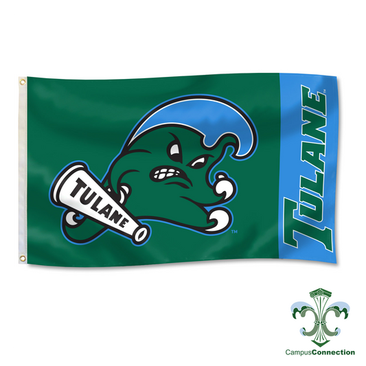 Tulane Angry Wave Flag - Green