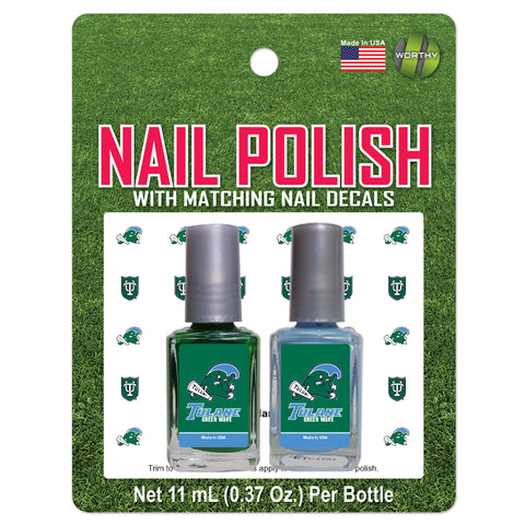 Tulane Nail Polish and Nail Decal Set