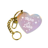 Alpha Xi Delta Keychain - Iridescent Heart Design