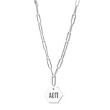 Alpha Omicron Pi Necklace- Silver Paperclip Style with AOP Pendant