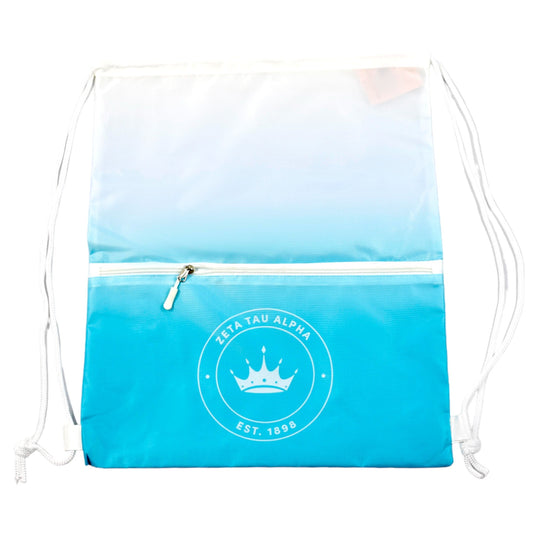 Zeta Tau Alpha Drawstring Backpack, Ombre Color Design