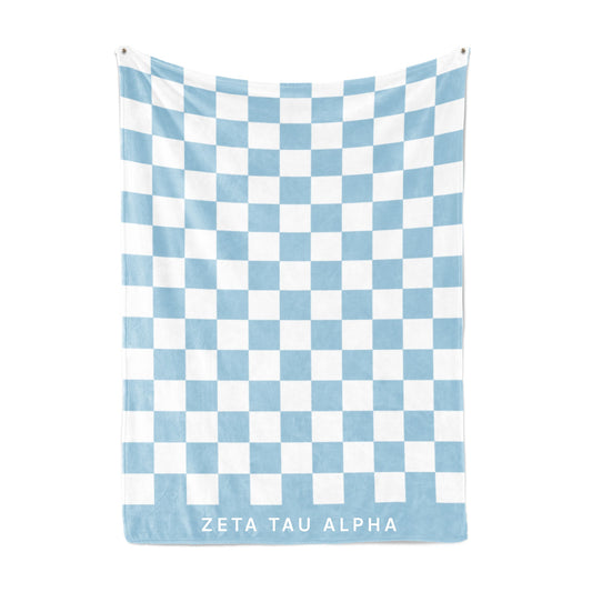 Zeta Tau Alpha Blanket - Thick Checkered Sherpa Blanket