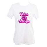 Alpha Chi Omega T-Shirt- Retro Dolly Sorority Name Design, Relaxed Fit