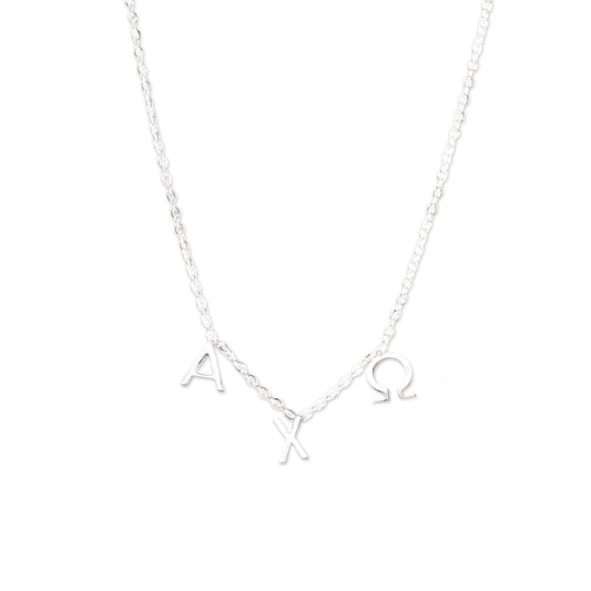 Alpha Chi Omega Silver Greek Letters Necklace