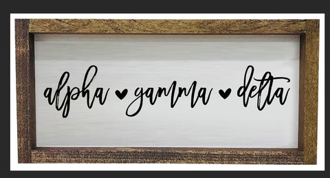 Alpha Gamma Delta Script Wooden Sign